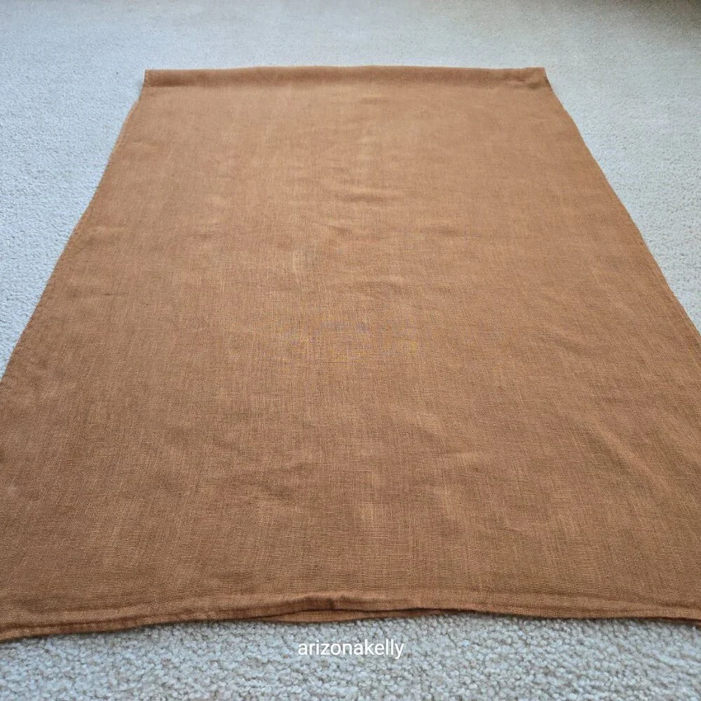 Linen Scarf Hemmed Chestnut Brown